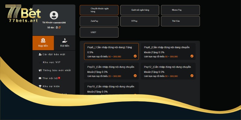 Giao dịch thanh toán theo chính sách bảo mật 77bet