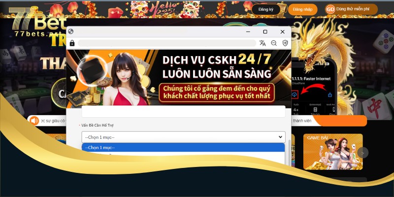 Liên hệ 77bet qua Live Chat